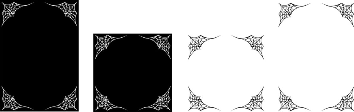 Vektor Halloween Plakate - Spinnennetz Rahmen - Grusel Style Bord&uuml;re eingerahmt