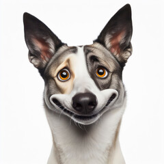 Canaan dog with strange facial expressions Isolated on white background. ai generative