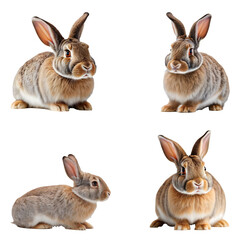 Beautiful Rabbit  set isolated on a white background. Generative AI