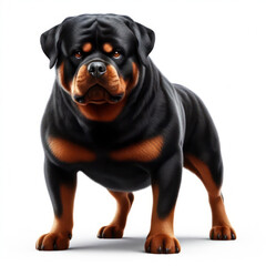 Obraz premium full body Angry disgruntled Rottweiler dog Isolated on white background. ai generative