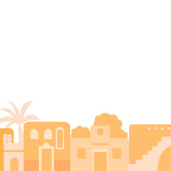 Sandstone Hispanic style buildings facade