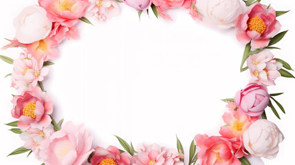 Fototapeta na wymiar Floral frame with decorative flowers, decorative flower background pattern, floral border background