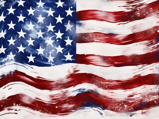 Dynamic American Flag in Vibrant Brush Strokes.