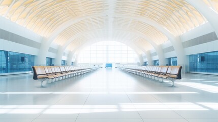 Empty Modern Airport Concourse with Desolate Departure Gates