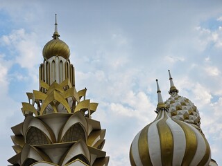 Global village dome gold colour and colourful design with gold colour. background display Beautiful colourful natural beauty Great Views HD royal look luxury Photo 