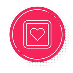 White line Like heart icon isolated on white background. Counter Notification Icon. Follower Insta. Red circle button. Vector