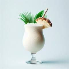 Photo of a Pina Colada cocktail Isolated on white solid background. ai generative