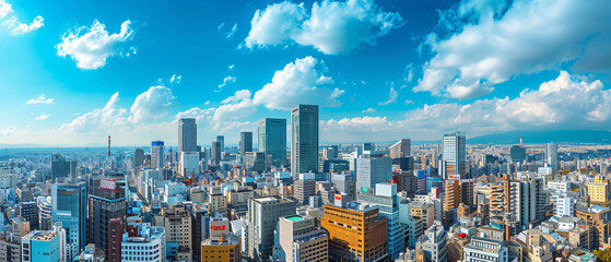 Osaka City Beautiful Panorama view - obrazy, fototapety, plakaty