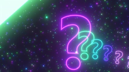 Inside Question Mark Shaped Glowing Neon Tunnel 3D Mystery Concept - 4K Seamless VJ Loop Motion Background Animation - Powered by Adobe