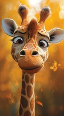 giraffe confident expression, 3d cartoon style