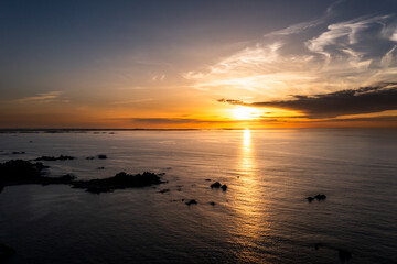 Obraz premium Sunset over the ocean in France, Brittany.