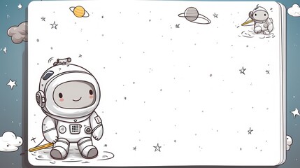 Children's cartoon text copy space greeting card template with astronaut theme