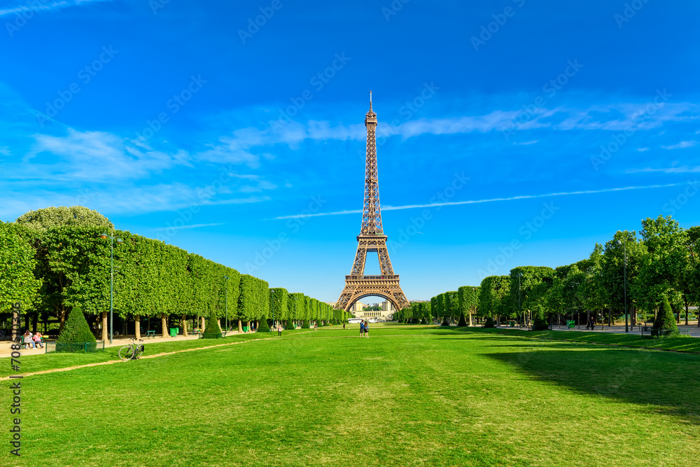 Canvas Prints paris eiffel tower and champ de mars in paris, france. eiffel tower is one of the most iconic landma