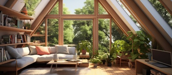 Adding a room with a high slanted ceiling and a window overlooking the garden.