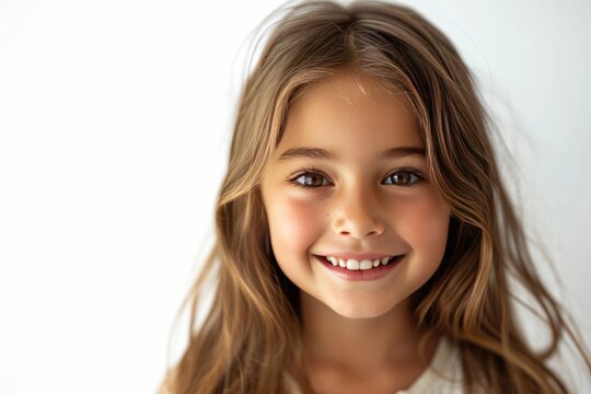 A closeup photo portrait of a cute beautiful young smile. Ai generative