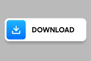 3D download button icon. Upload icon. Down arrow bottom side symbol. Click here button. Save cloud icon push button for UI UX, website, mobile application.