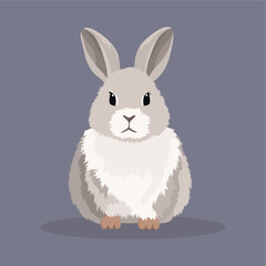 furry cute rabbit vector - obrazy, fototapety, plakaty