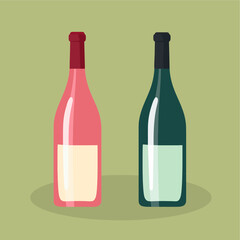 Wine and Champagne Bottles Vector