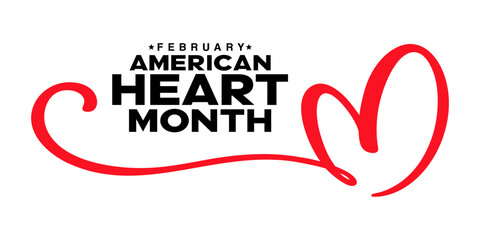 American heart month february, social media post, 
poster, logo, theme, banner, flyer, concept design 
template vector, heart outline clipart 
for national heart month, heart health month
