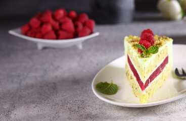 cake with raspberries and pistachios dessert holiday