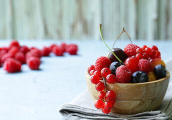 ripe organic mix berries rustic still life
