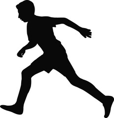 a boy running body silhouette vector