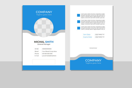 Modern corporate identity card design template. Company employee ID card design. Vector