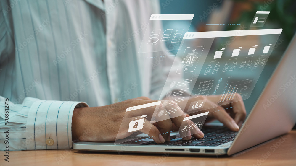 Wall mural artificial intelligence (ai) is used by businessmen in document management systems, online documenta