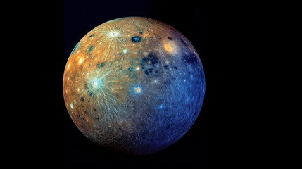 Planet Mercury in solar system, isolated with black background
