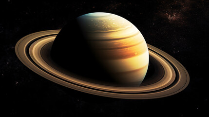 Fototapeta na wymiar Planet saturn in solar system, isolated with black background
