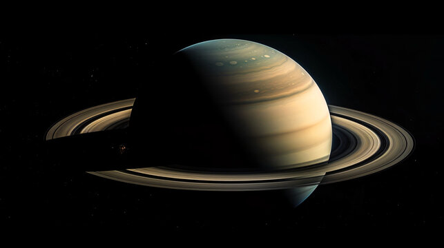 Planet saturn in solar system, isolated with black background