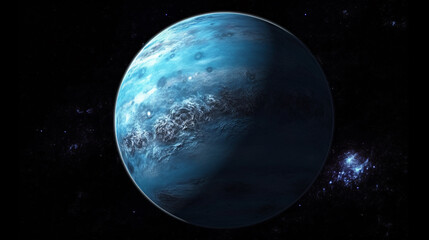 Planet neptune in solar system, isolated with black background