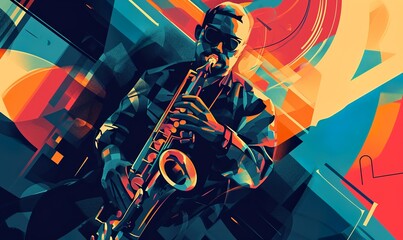 jazz theme bold graphic background  - obrazy, fototapety, plakaty