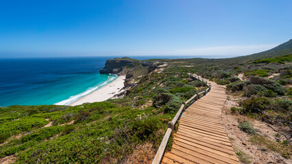 Cape Peninsula wooden walkway, Cape of Good Hope Nature Reserve, South Africa