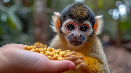 Fototapeta premium squirrel monkey eating