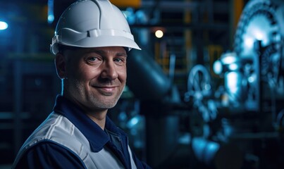 Smiling Worker in Safety Helmet