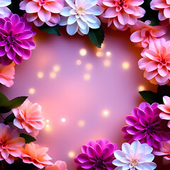 보라, 분홍 꽃 장식, 꽃 테두리, 꽃 액자, 꽃 배경, 