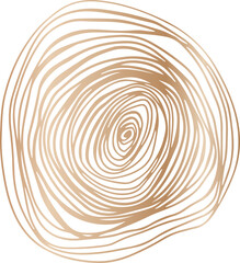 Gold scribble circle doodle shape illustration on transparent background.
