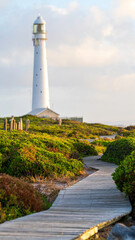 Fototapeta na wymiar Slangkop Lighthouse, Kommetjie Beach Wooden Walkway, Western Cape, South Africa 