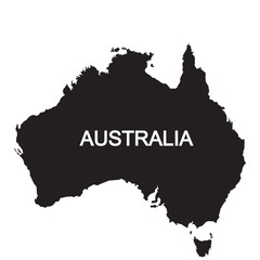 Black Australia map on white background