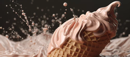 Foto auf Alu-Dibond splash of vanilla chocolate cone ice cream 14 © Nindya