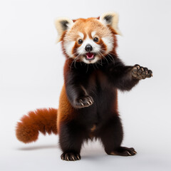 Obraz premium Red panda stands up and is surprised