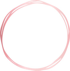 Pink scribble circle doodle shape illustration on transparent background.
