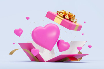 Open gift box with hearts