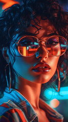 artificial intelligence of woman with sunglasses in miami