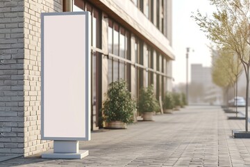 clean posters that stand above business shops on the side of the road generative ai
