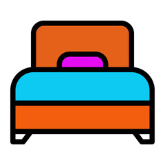 Single Bed icon color lineal style for download (hotel pack)