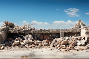 Fototapeta na wymiar Remains of a Destroyed Building in Concrete Debris