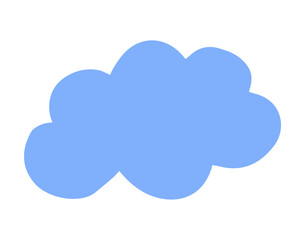Cloud hand painted with brush. Doodle cloud icon isolated on white background
