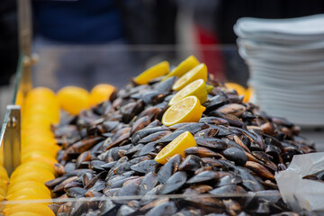 Turkish Street Food Stuffed Mussels with Lemon - Midye Dolma